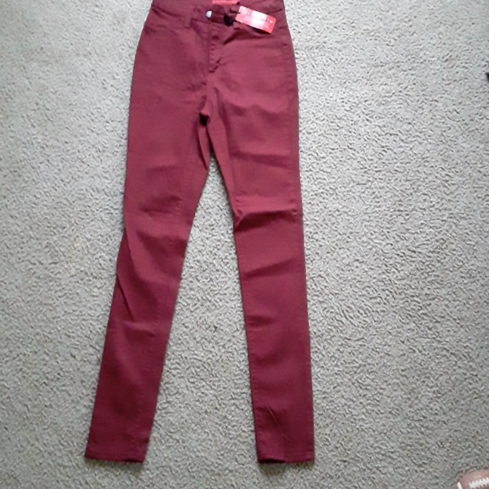 High Waist Burgundy Skinny Pants Size 1-13